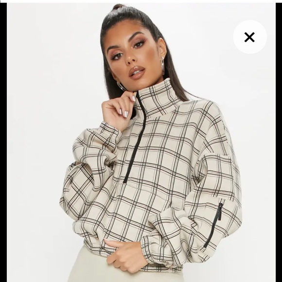 PrettyLittleThing Sweaters - Brown quarter zip oversized sweater